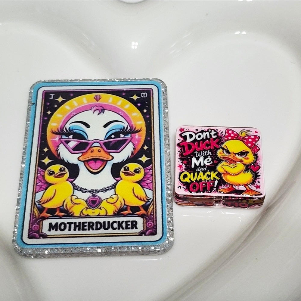 Mother Ducker Flatback Focal Bead Beaded Pen Keychain Duck Funny